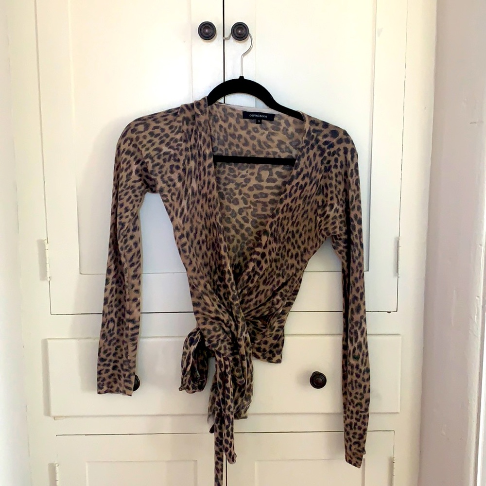 Cozy leopard wrap top